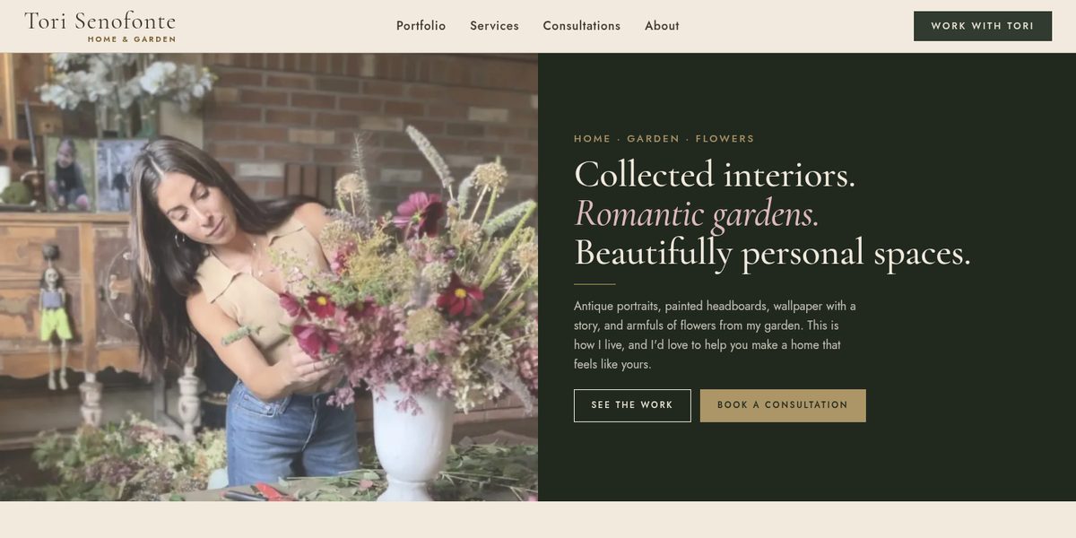 Tori Senofonte Home & Garden website homepage